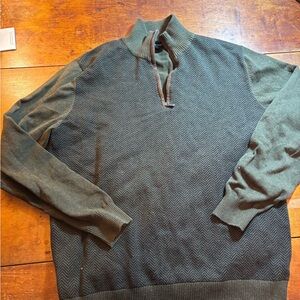 Olive Chevron Half-Zip Sweater size large